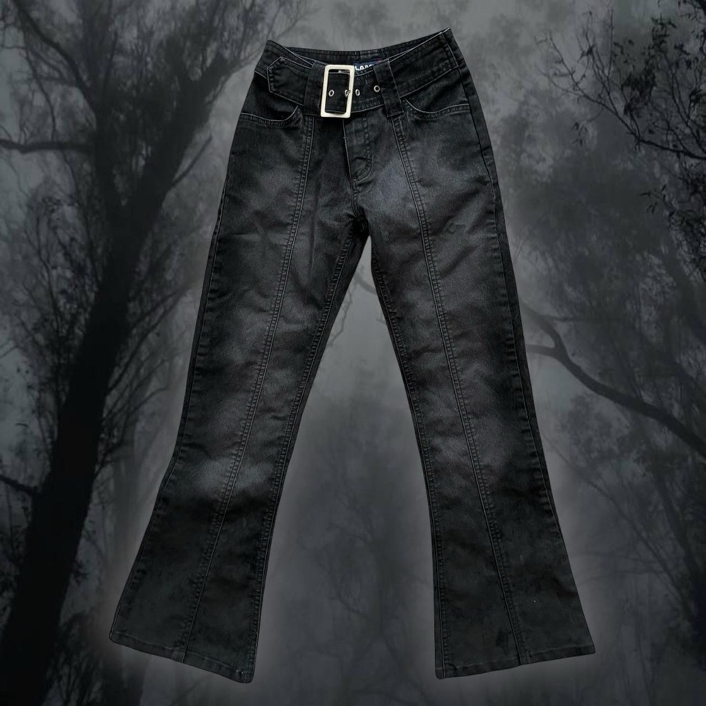 y2k low rise black belt jeans